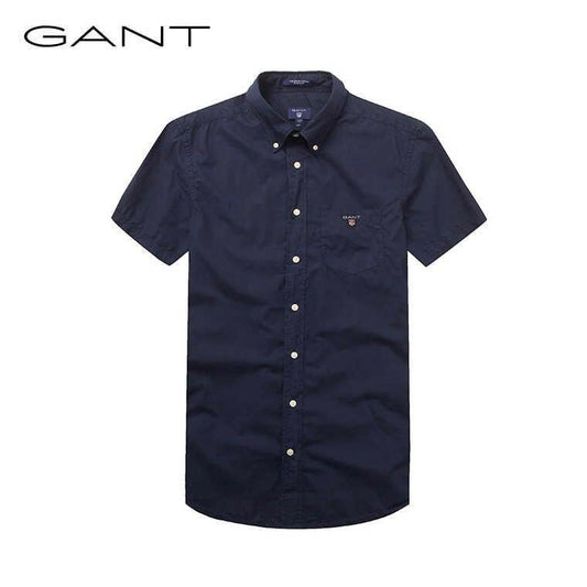 Gant Plain Men's Shortsleeve Casual Shirt- Navyblue - Obeezi