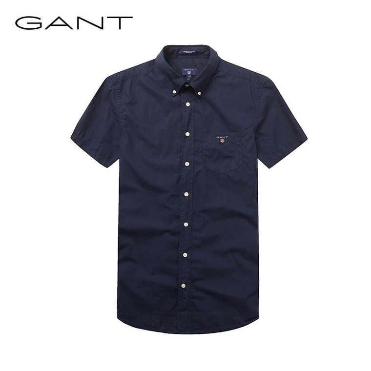 Gant Plain Men's Shortsleeve Casual Shirt- Navyblue - Obeezi