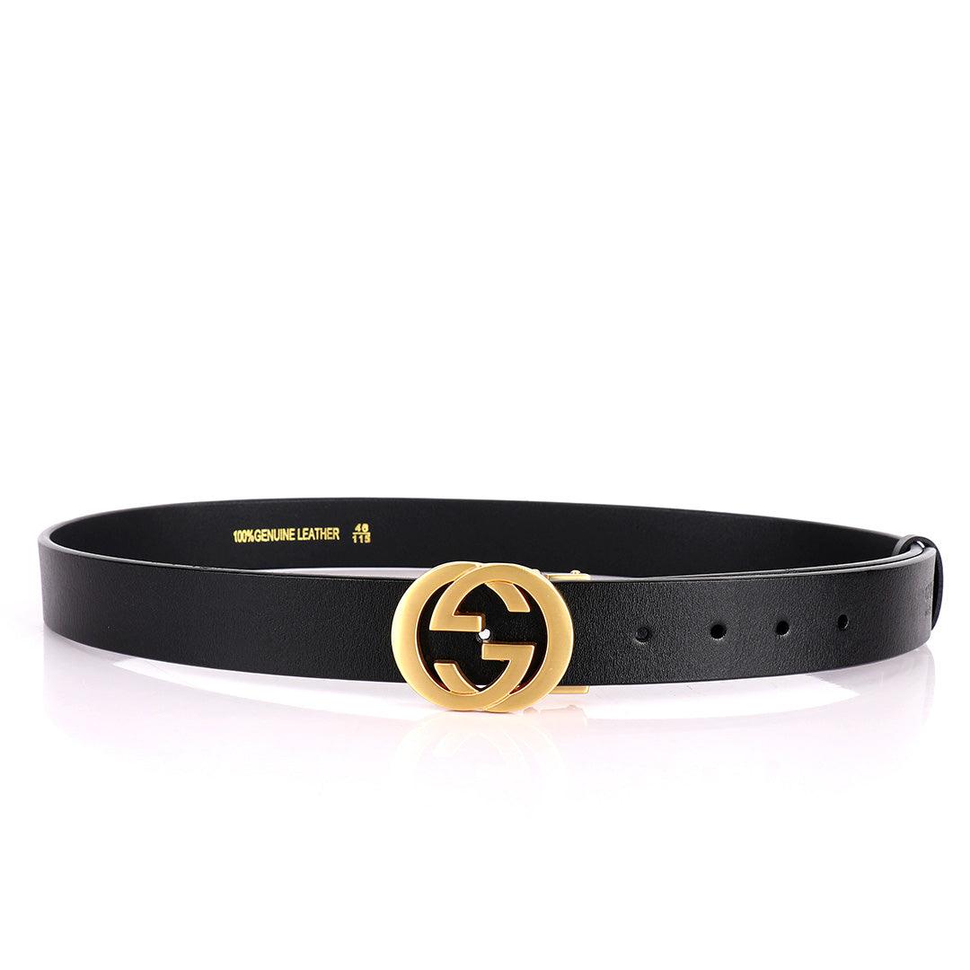 GC Gold Luxurious Men's Black Leather Belt - Obeezi.com