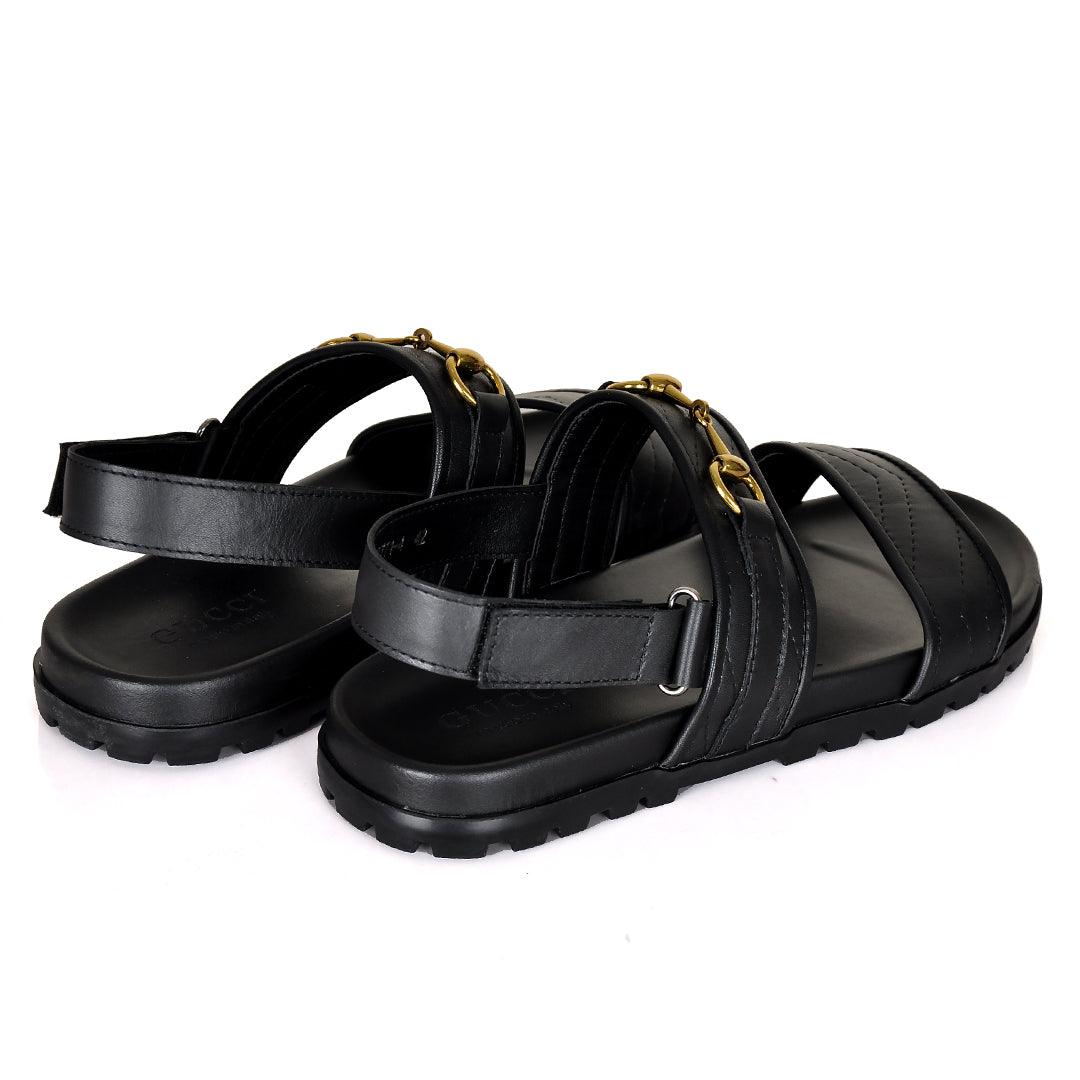 GC Horse Bit Gold Logo Sandals- Black - Obeezi.com