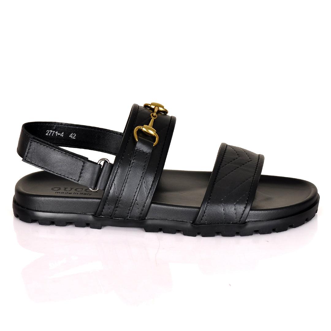 GC Horse Bit Gold Logo Sandals- Black - Obeezi.com