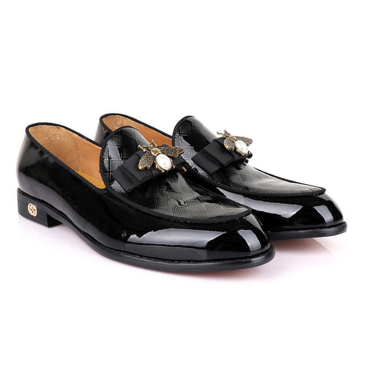 Gc Luxury Butterfly Black Wetlips Leather Shoe - Obeezi