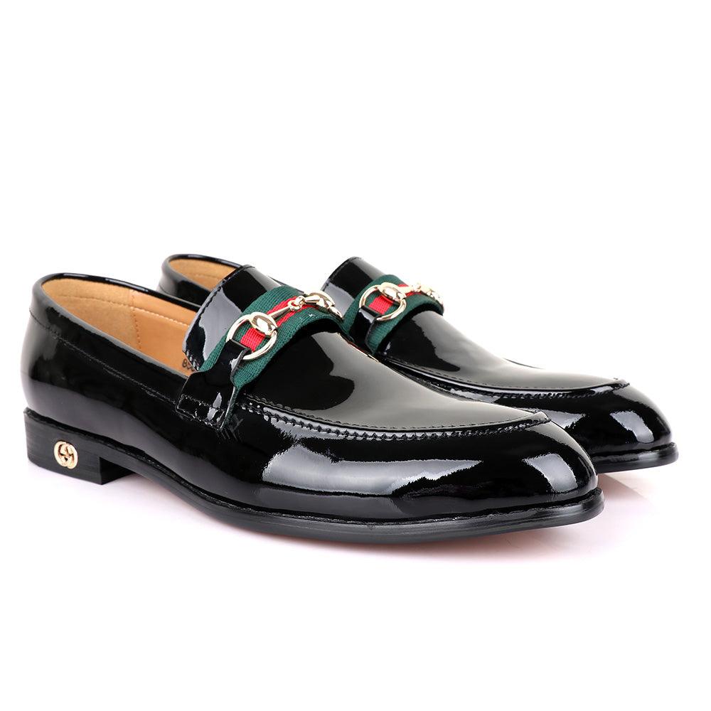 Gc Luxury Chain Black Wetlips Leather Shoe - Obeezi