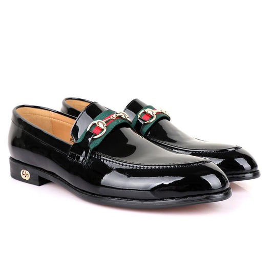 Gc Luxury Chain Black Wetlips Leather Shoe - Obeezi