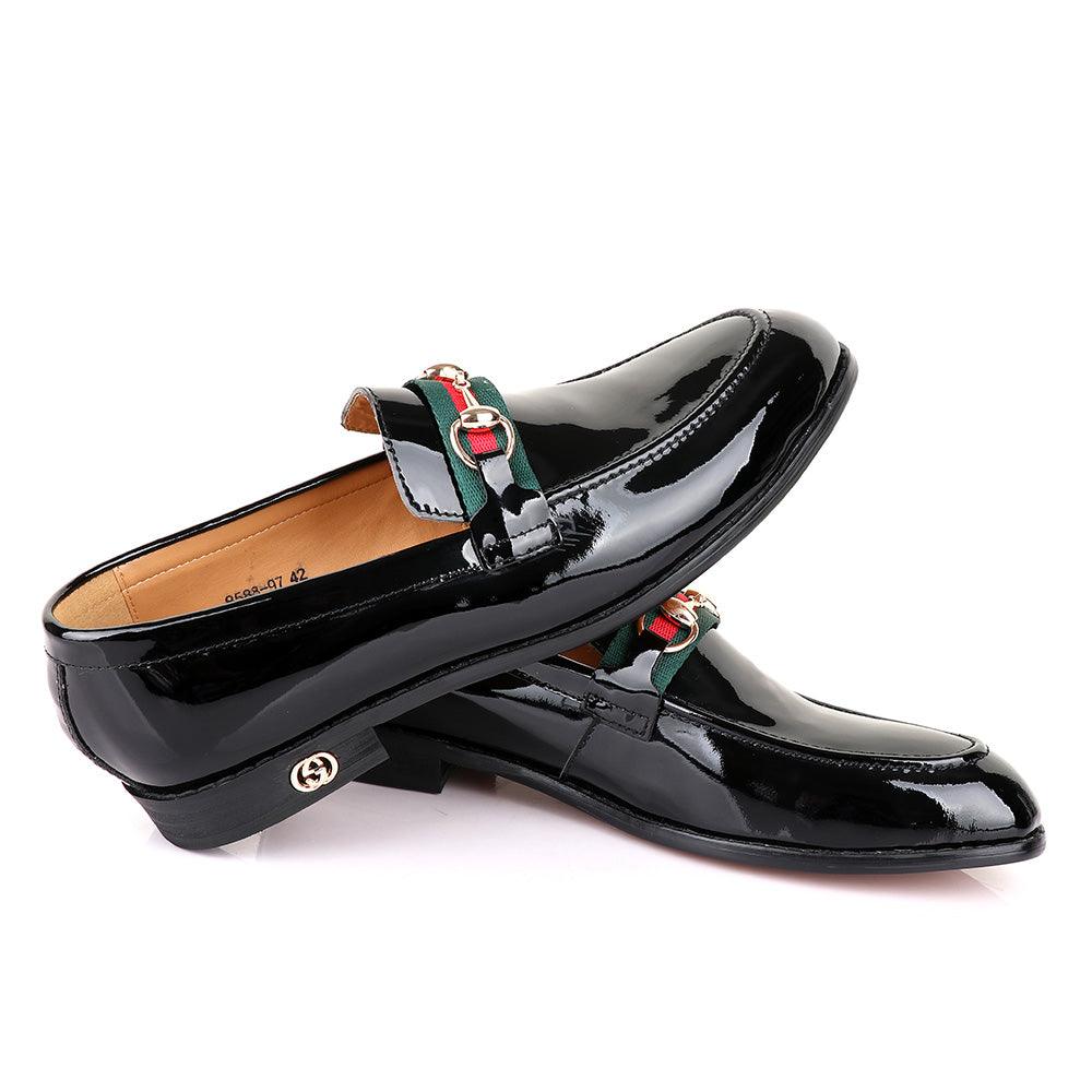 Gc Luxury Chain Black Wetlips Leather Shoe - Obeezi