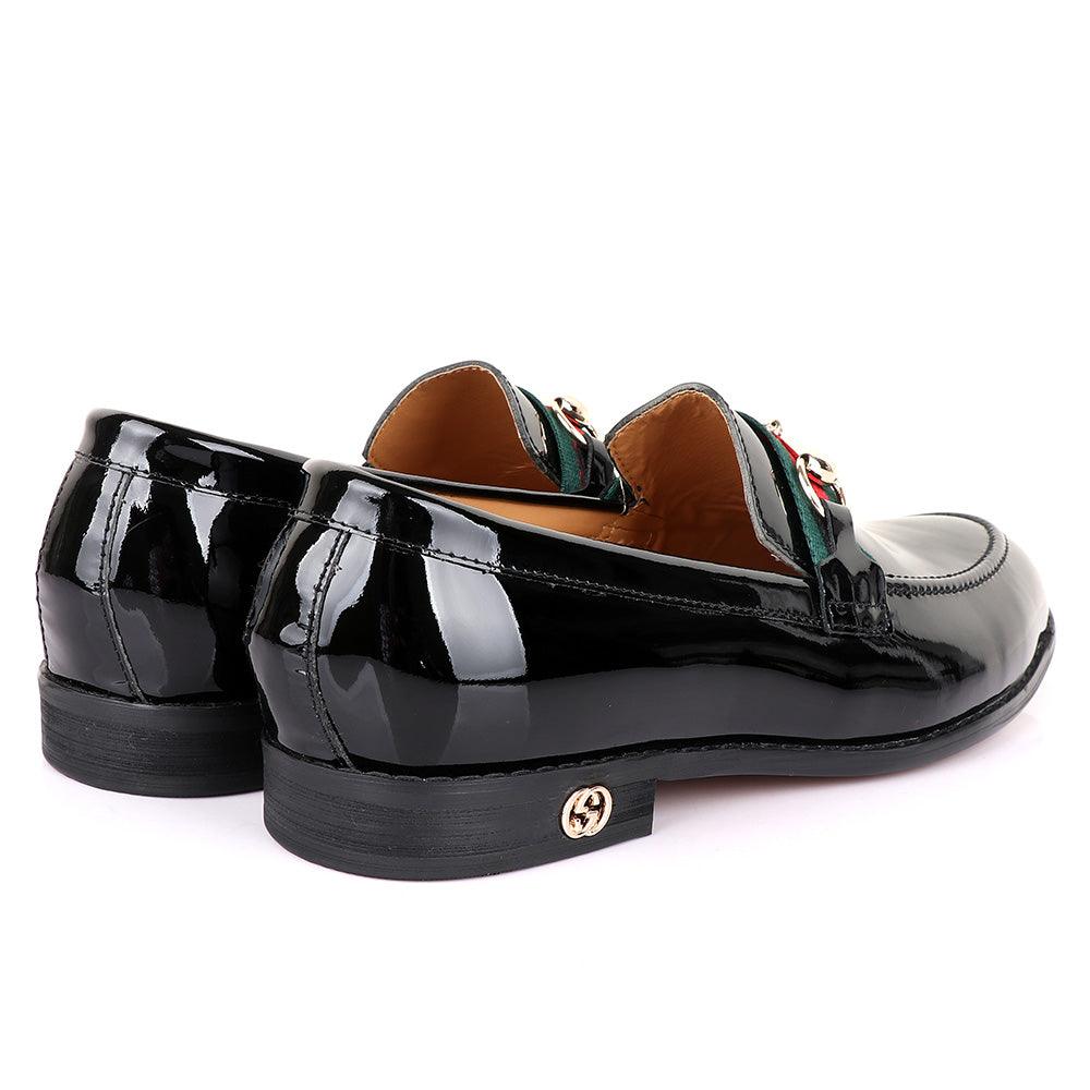 Gc Luxury Chain Black Wetlips Leather Shoe - Obeezi