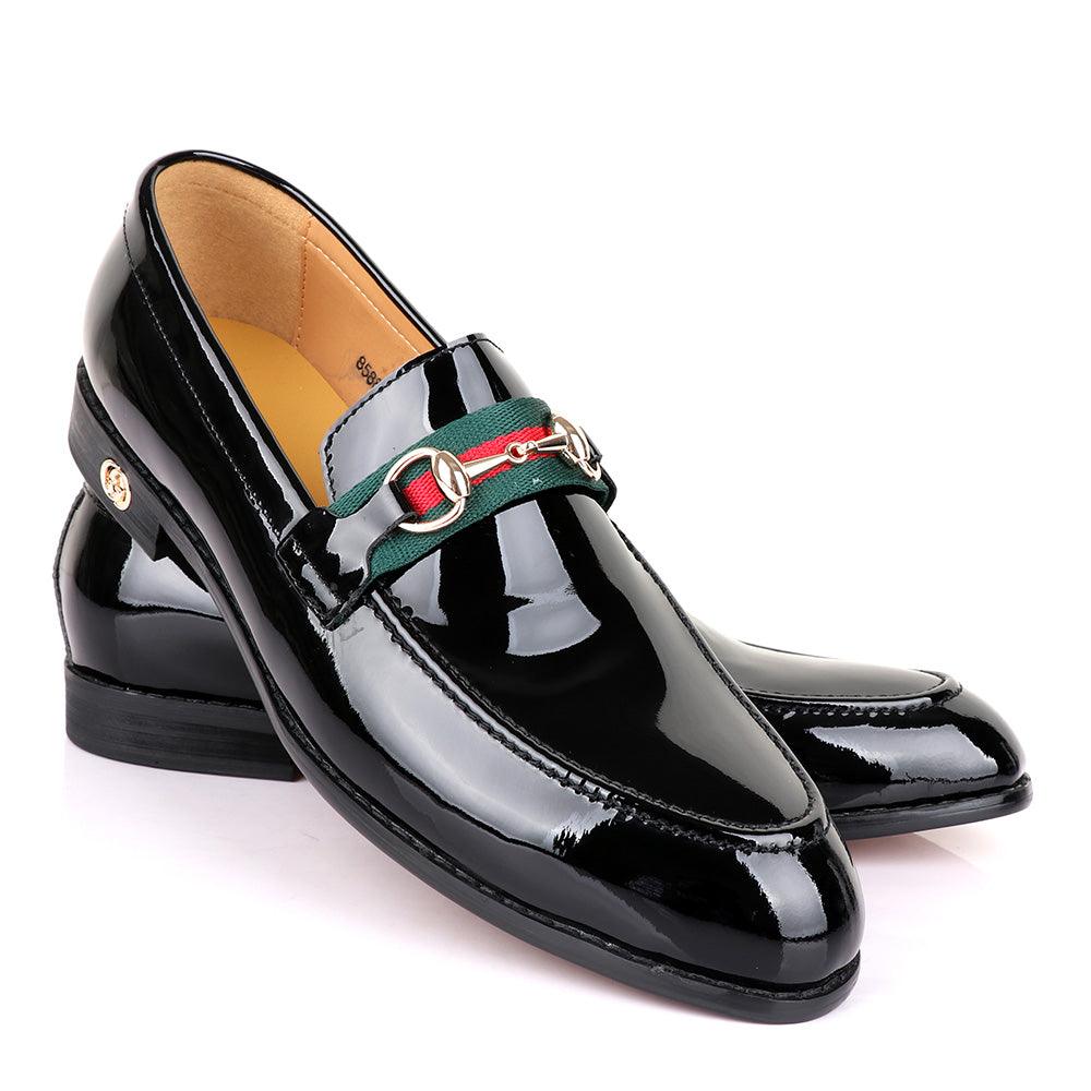 Gc Luxury Chain Black Wetlips Leather Shoe - Obeezi