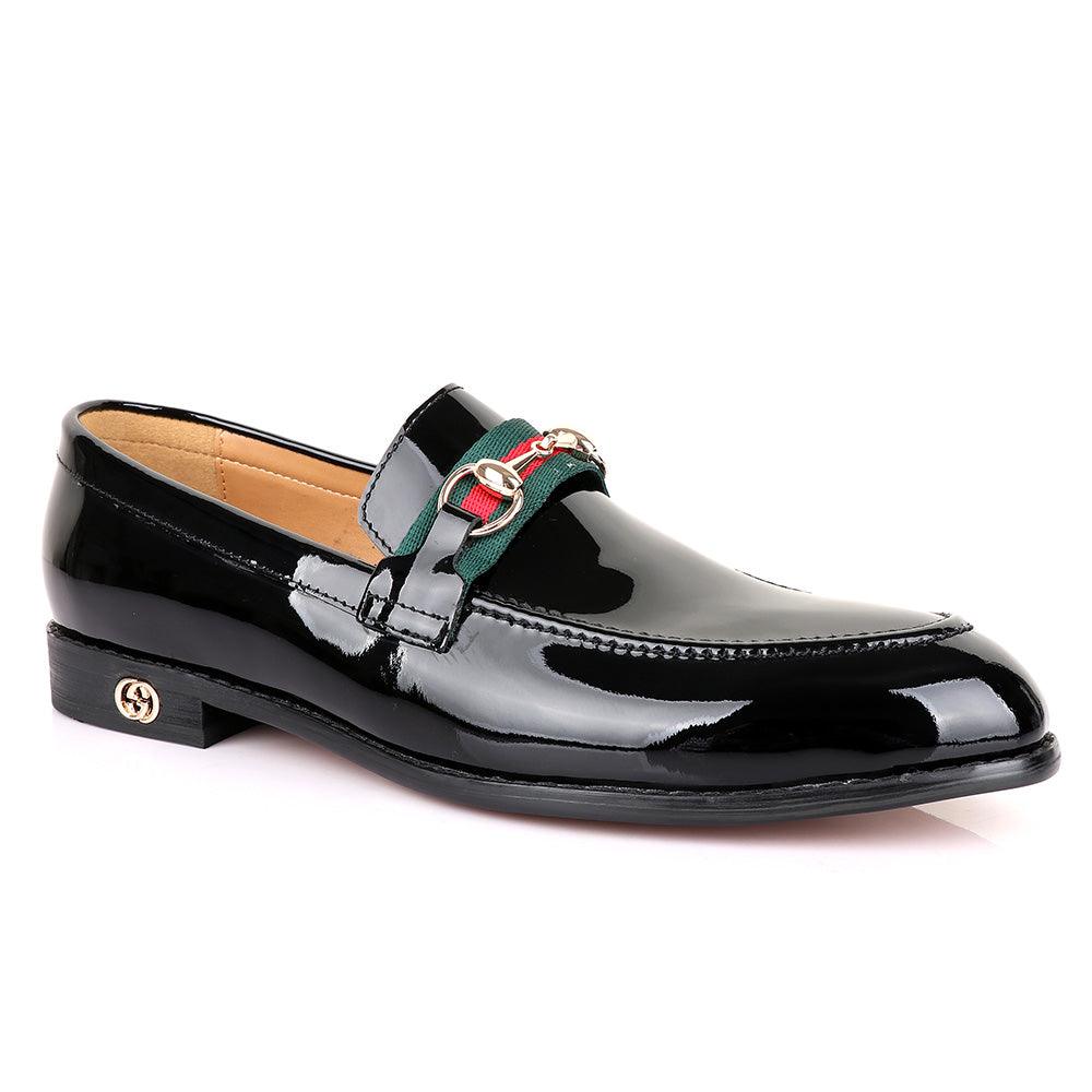 Gc Luxury Chain Black Wetlips Leather Shoe - Obeezi