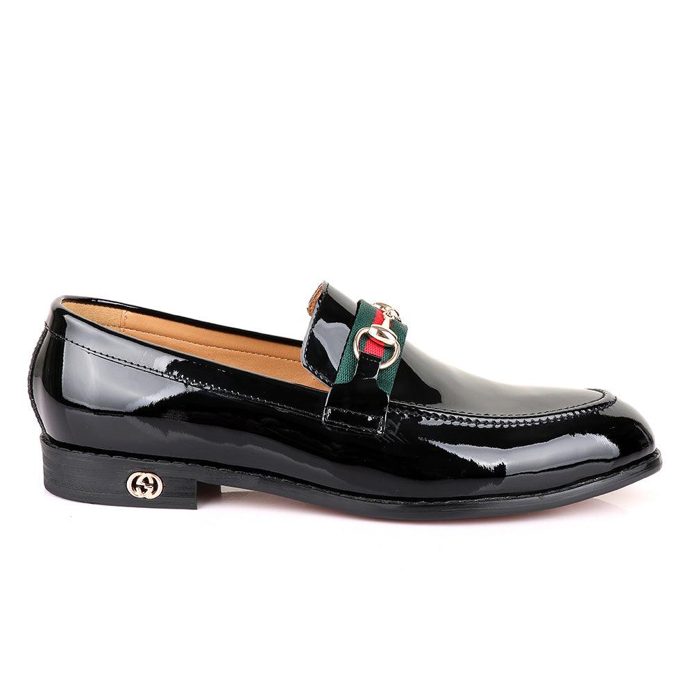 Gc Luxury Chain Black Wetlips Leather Shoe - Obeezi