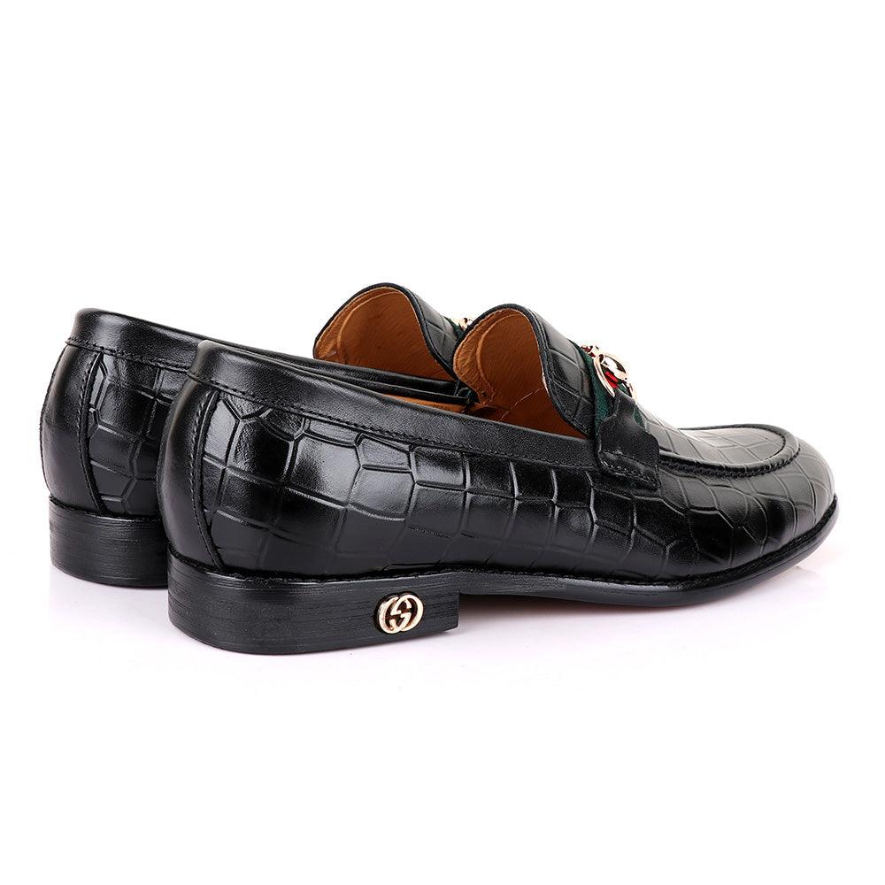 Gc Luxury Croc Chain Black Leather Shoe - Obeezi
