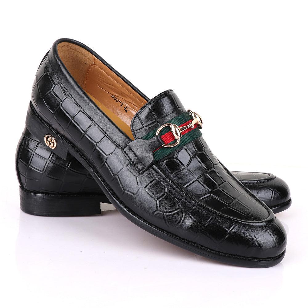 Gc Luxury Croc Chain Black Leather Shoe - Obeezi