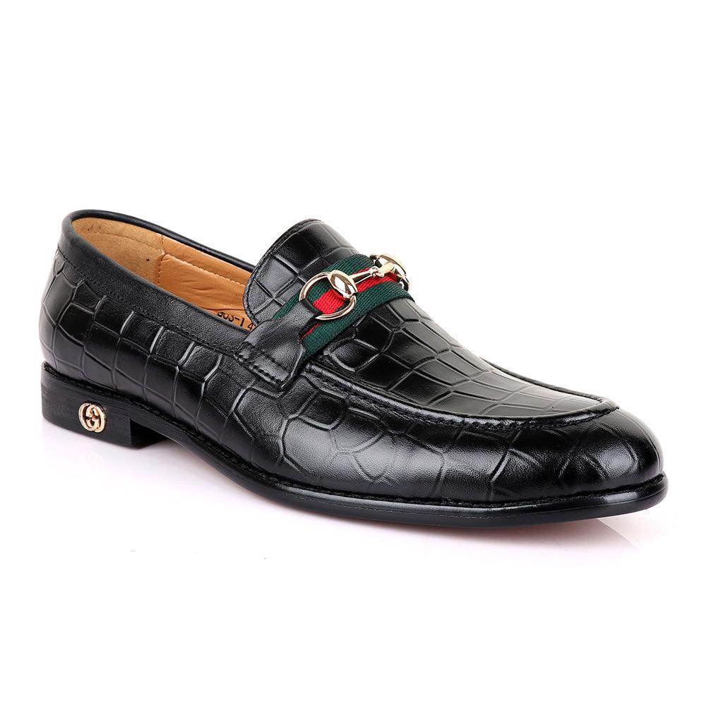 Gc Luxury Croc Chain Black Leather Shoe - Obeezi