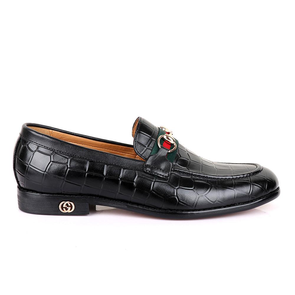 Gc Luxury Croc Chain Black Leather Shoe - Obeezi