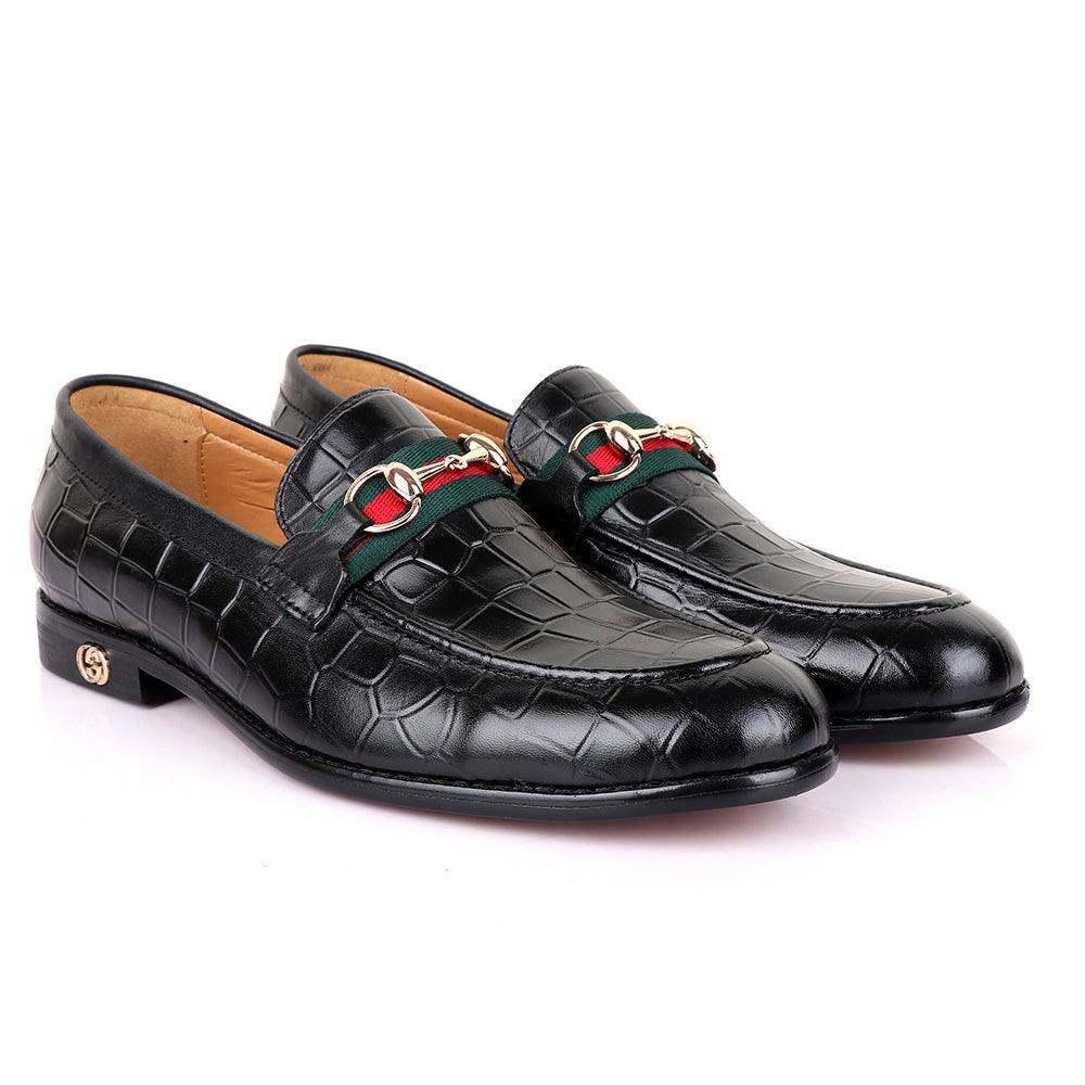 Gc Luxury Croc Chain Black Leather Shoe - Obeezi