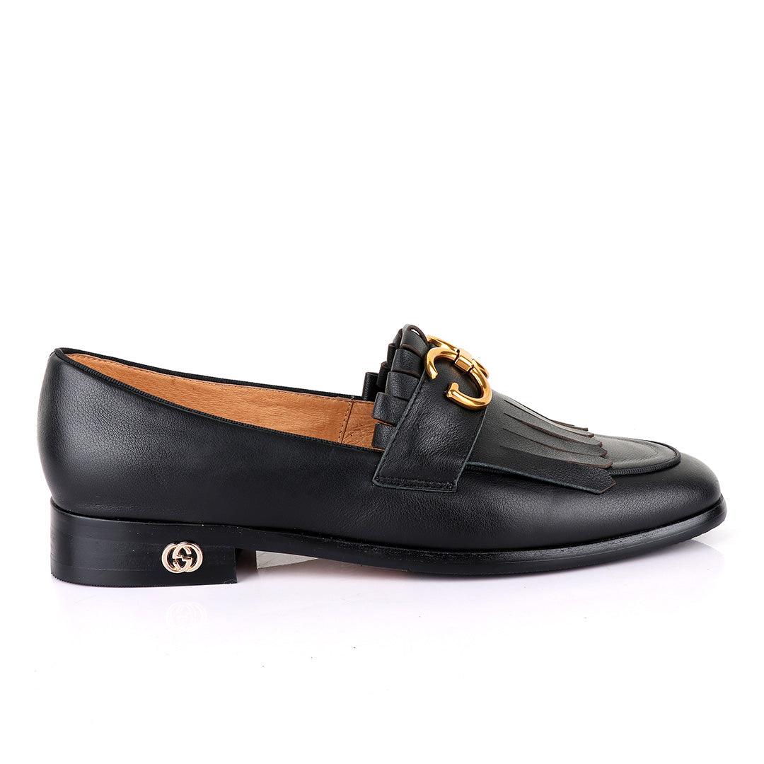 GC Luxury Crown Lashes Black Leather Shoe - Obeezi