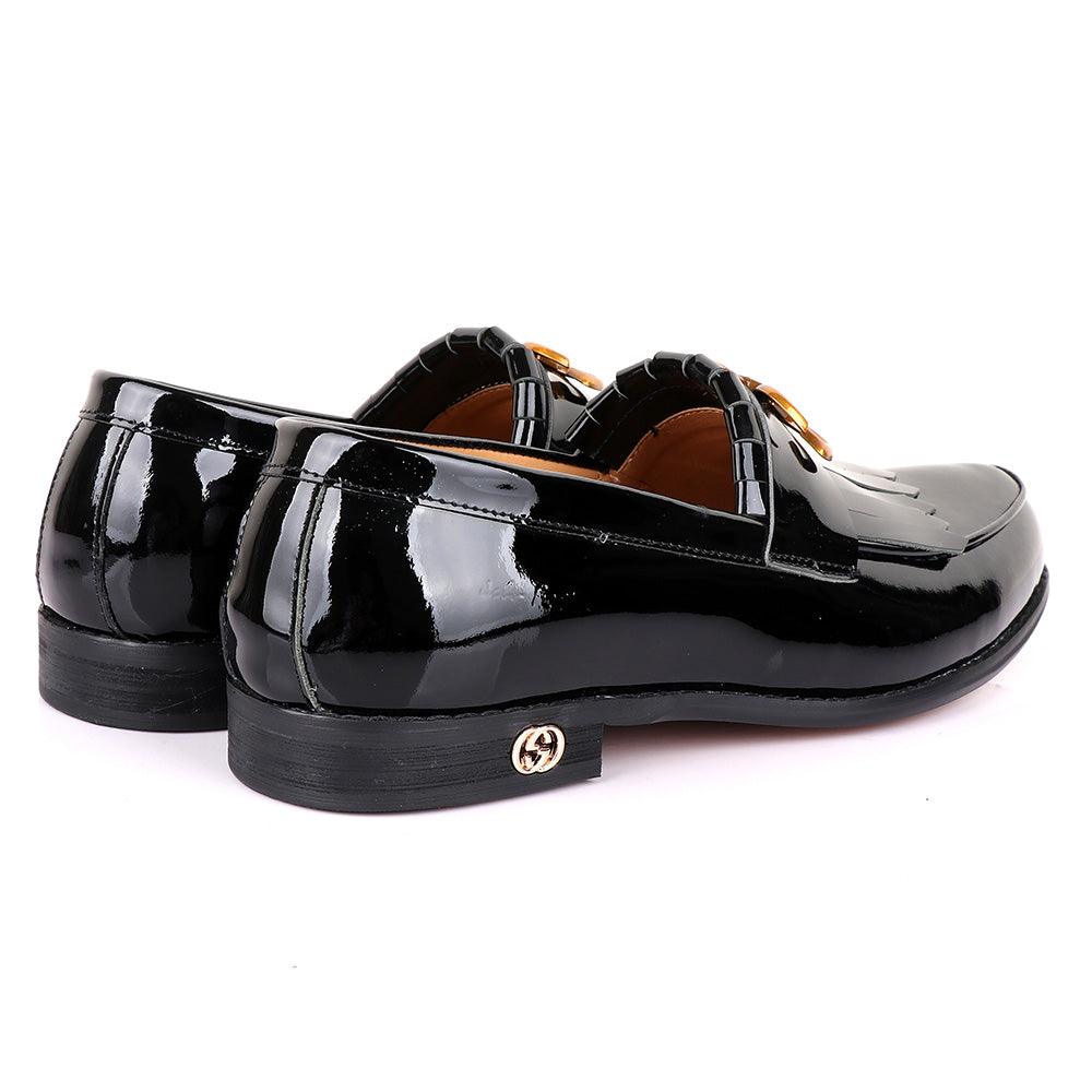 GC Luxury Crown Lashes Black Wetlips Leather Shoes - Obeezi