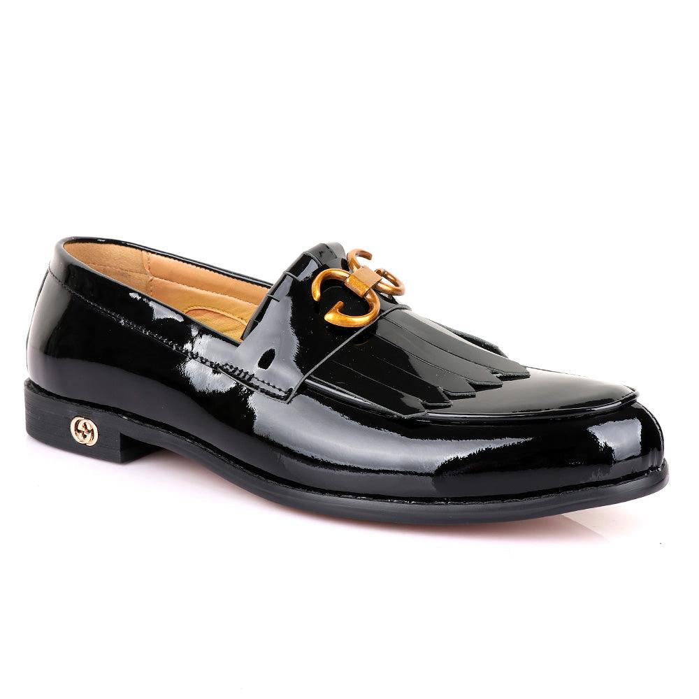 GC Luxury Crown Lashes Black Wetlips Leather Shoes - Obeezi