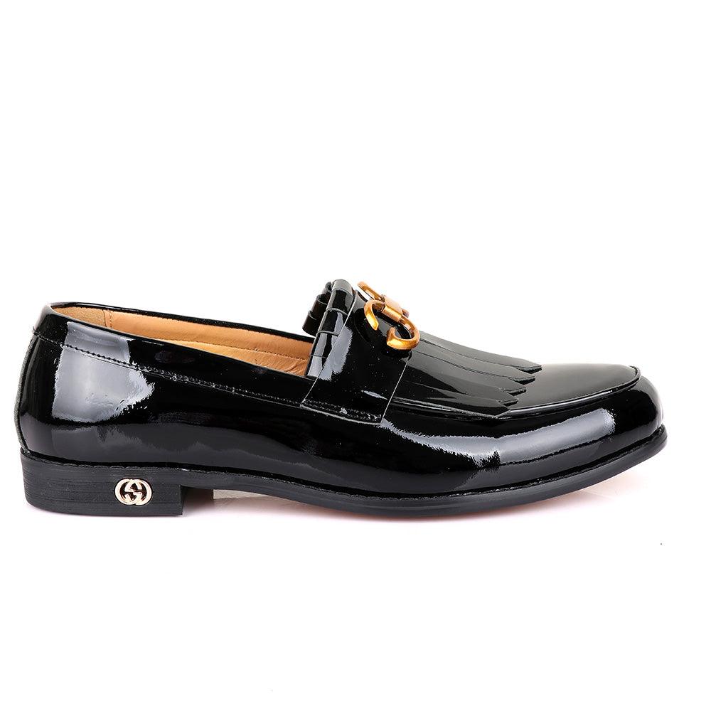 GC Luxury Crown Lashes Black Wetlips Leather Shoes - Obeezi