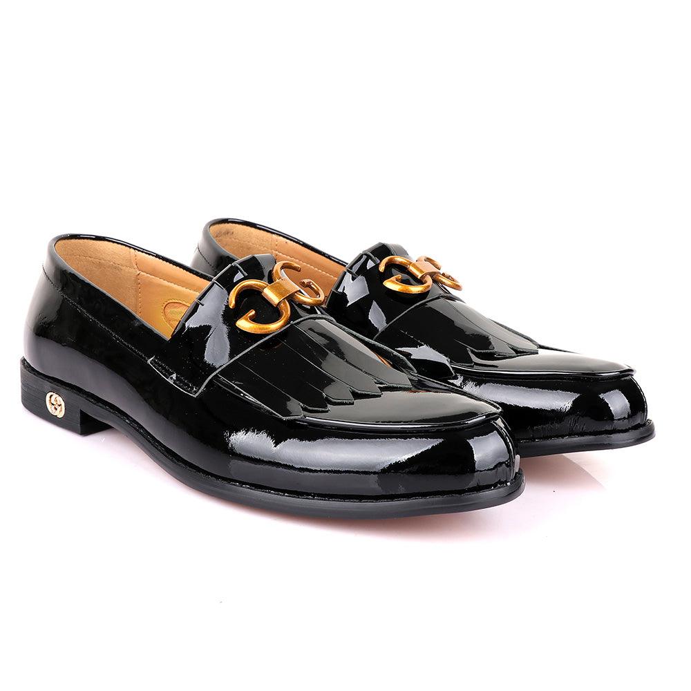 GC Luxury Crown Lashes Black Wetlips Leather Shoes - Obeezi