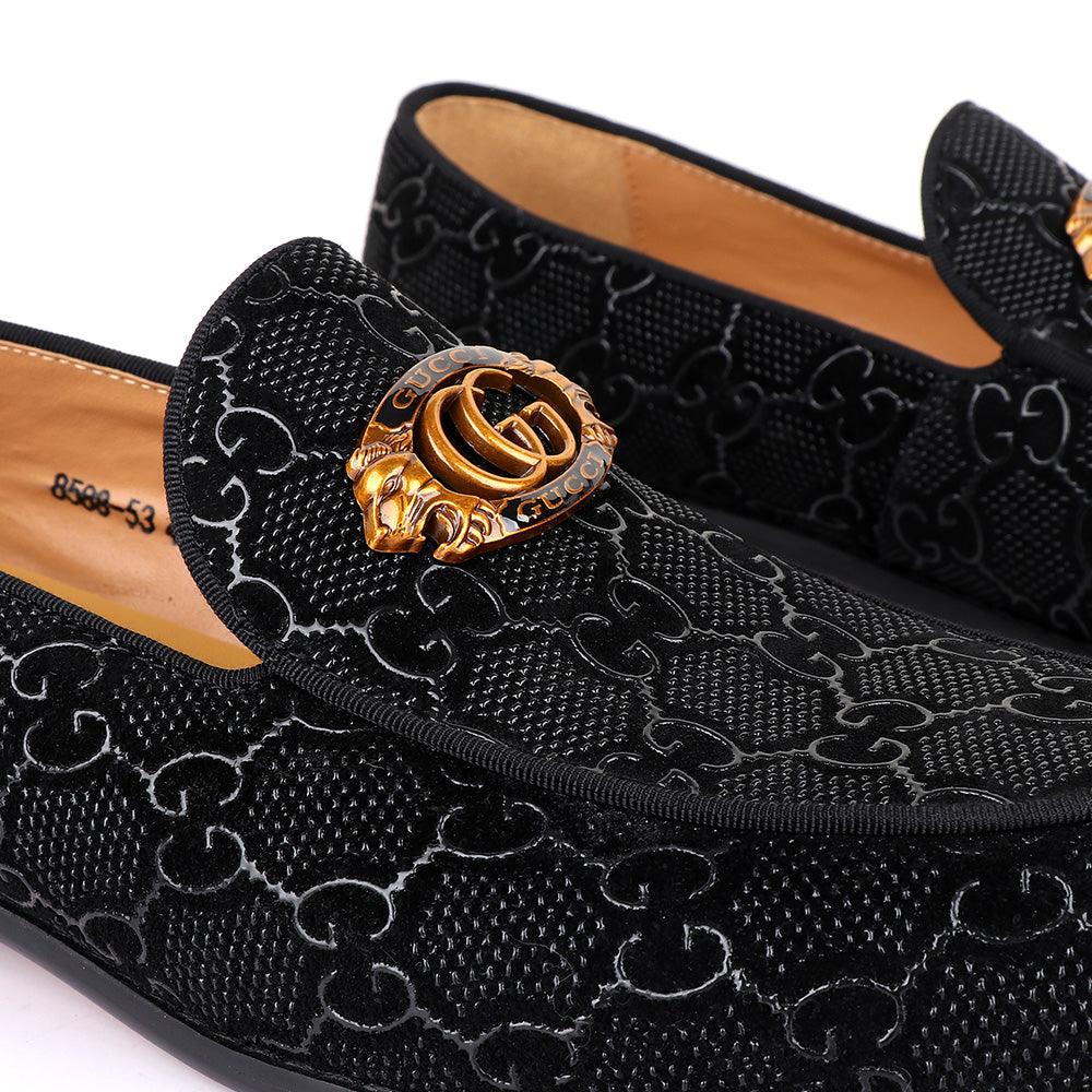 Gc Luxury Lion Head Black Leather Shoe - Obeezi