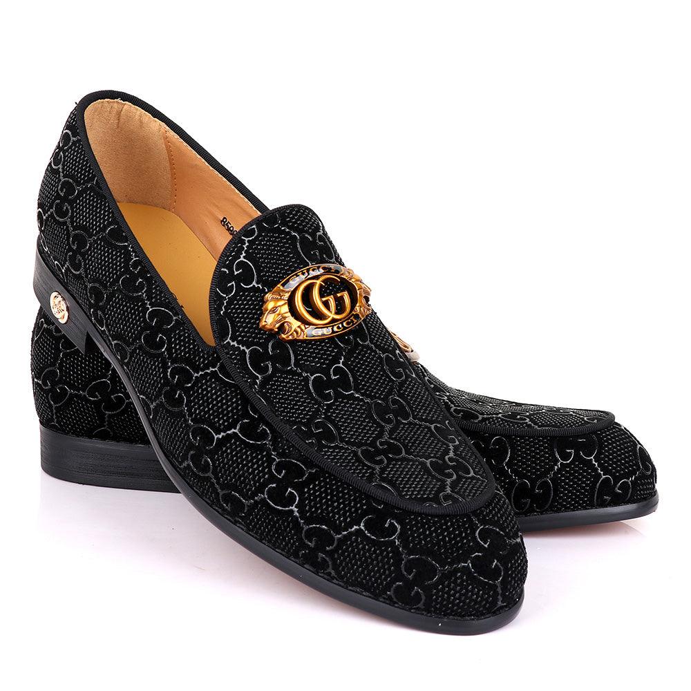 Gc Luxury Lion Head Black Leather Shoe - Obeezi