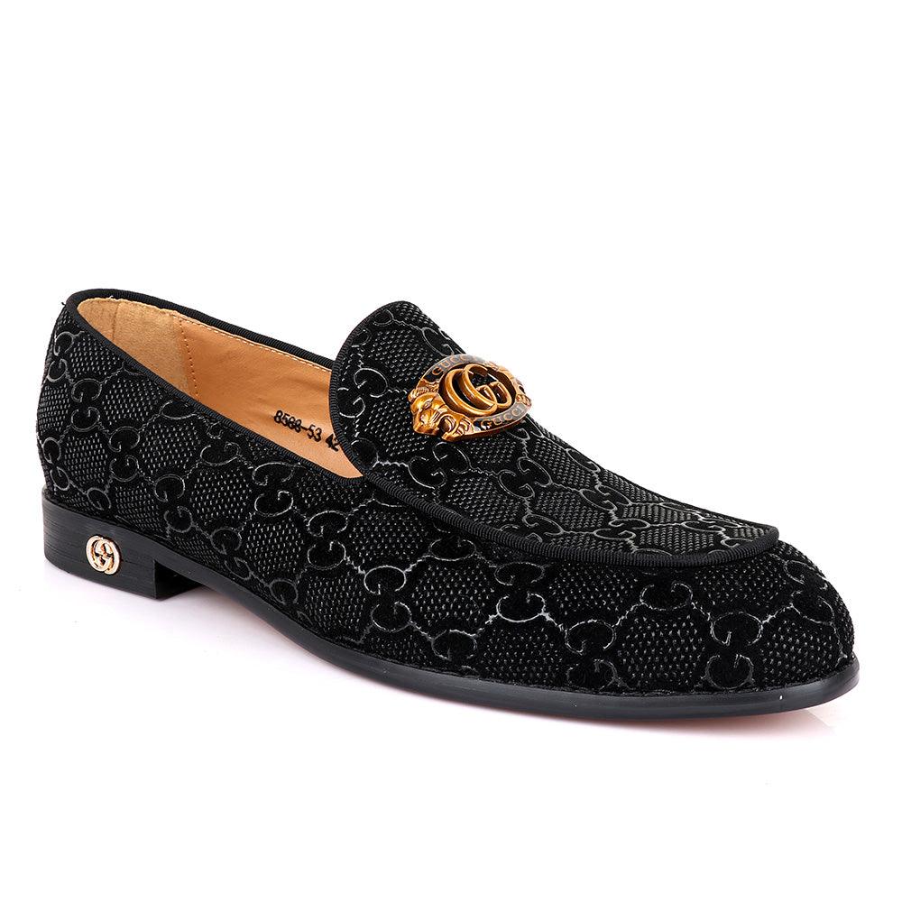 Gc Luxury Lion Head Black Leather Shoe - Obeezi