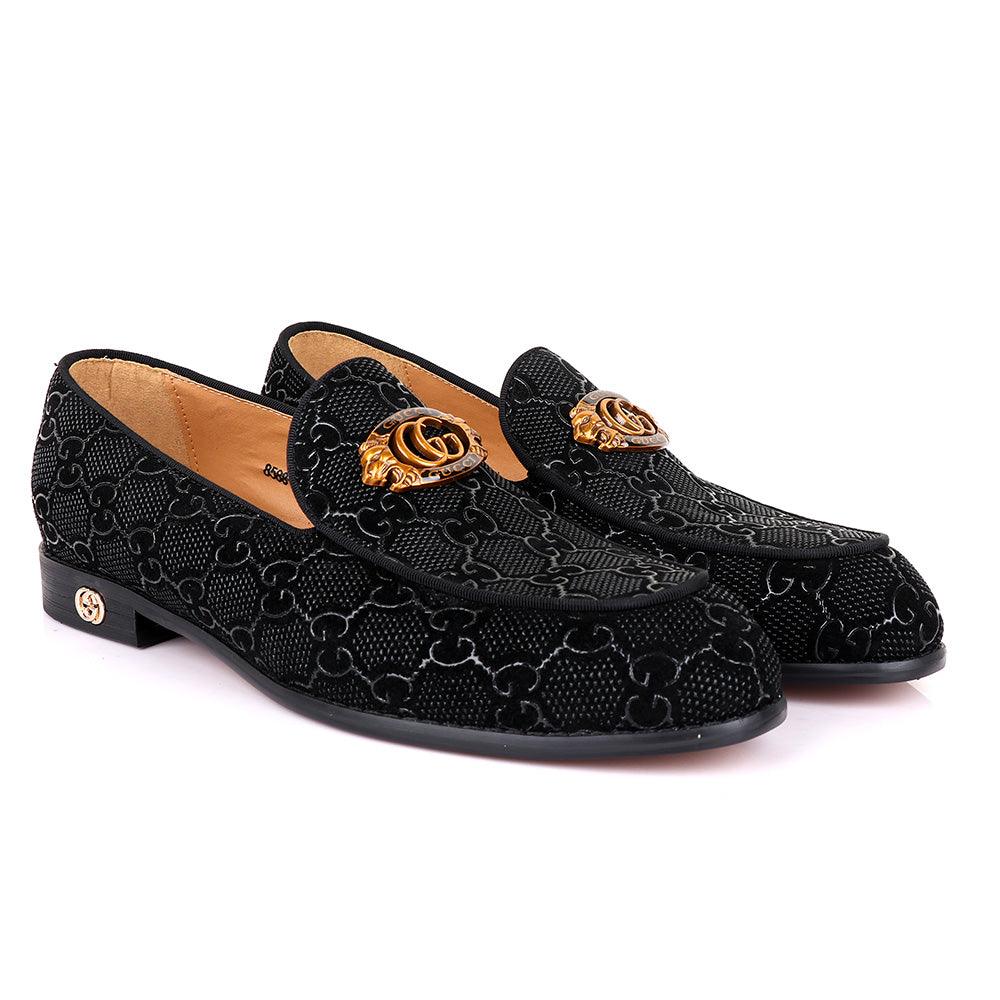 Gc Luxury Lion Head Black Leather Shoe - Obeezi