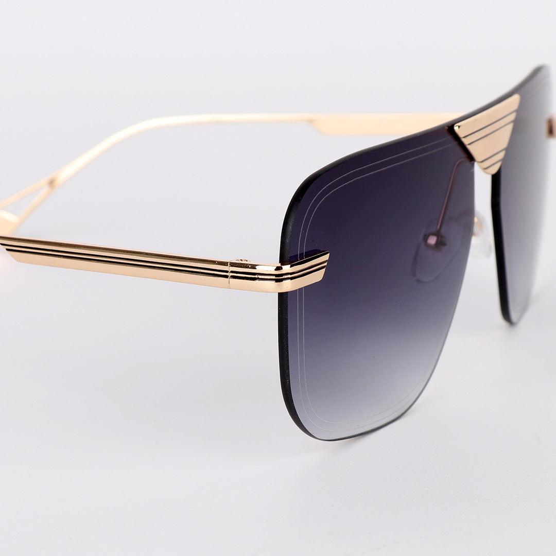 GC Rimless frame Acetate And Gold Meta Hand Black Lens Sunglasses - Obeezi.com