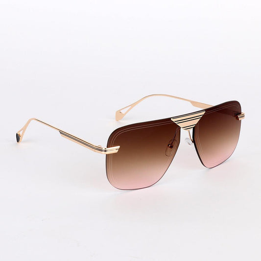 GC Rimless Frame Acetate Gold Metal Brown Sunglasses - Obeezi.com
