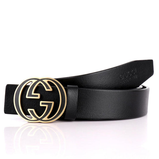 GC Round Edge Plaque Buckle Belt-Black - Obeezi.com