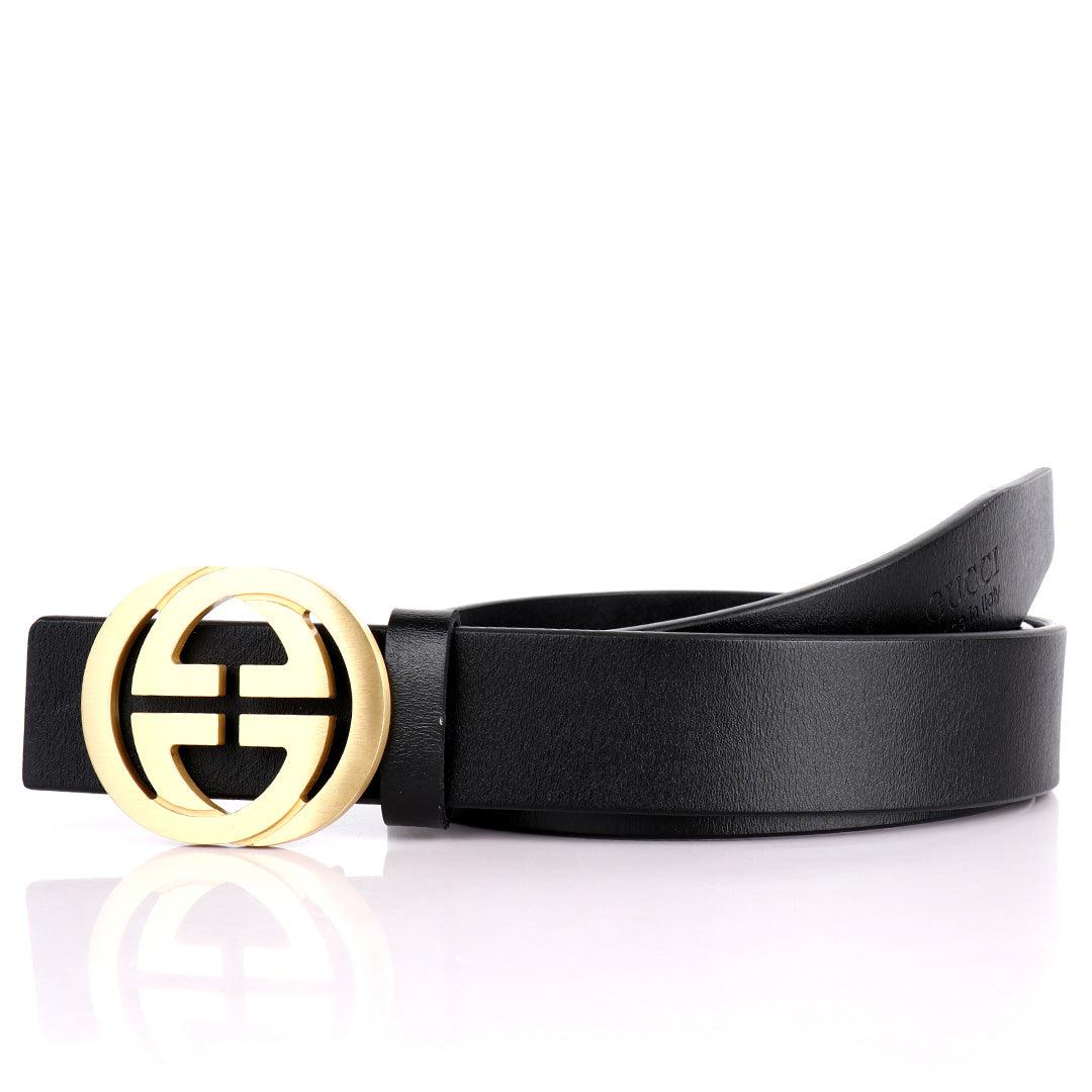 GC Round Edge Plaque Buckle Belt-Black - Obeezi.com