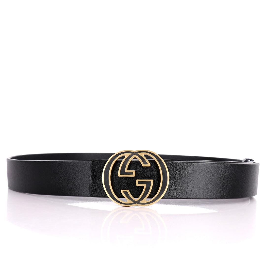 GC Round Edge Plaque Buckle Belt-Black - Obeezi.com
