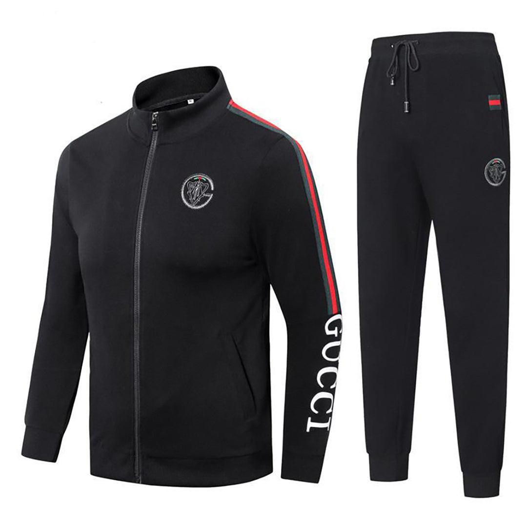 Gcc Front Embroiled Logo Cotton Tracksuits-Black - Obeezi.com