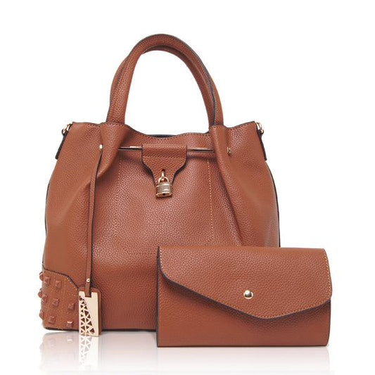 Generic Fashionable 2 in 1 Handbag - Brown - Obeezi.com