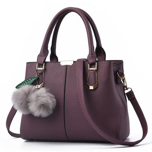Genuine Leather Tote Handbags With Flowers Purple - Obeezi.com