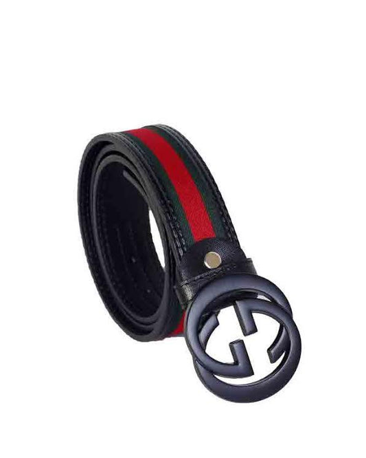 GG Supreme Black Logo Belt Green and Red Stripe - Obeezi.com