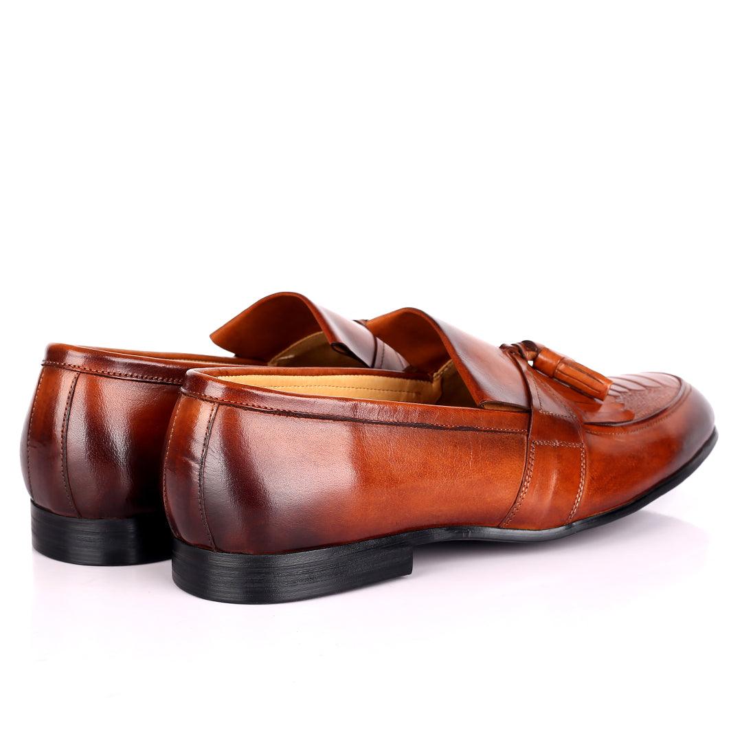 Gian Elegant Croc, Fringe And Tassel Designed Wet Tip Shoe - Brown - Obeezi.com