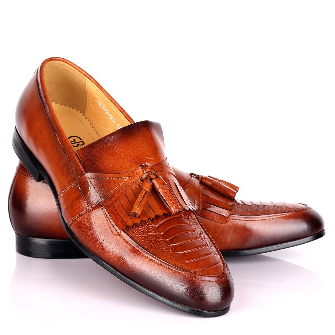 Gian Elegant Croc, Fringe And Tassel Designed Wet Tip Shoe - Brown - Obeezi.com