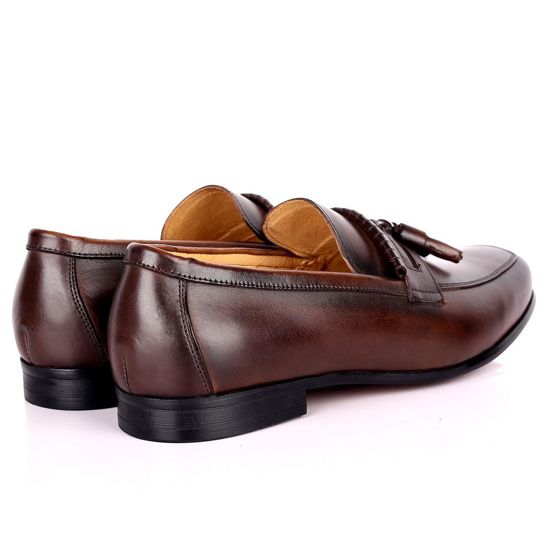 Gian Elegant Fringe Designed Loafers Shoe - Coffee - Obeezi.com
