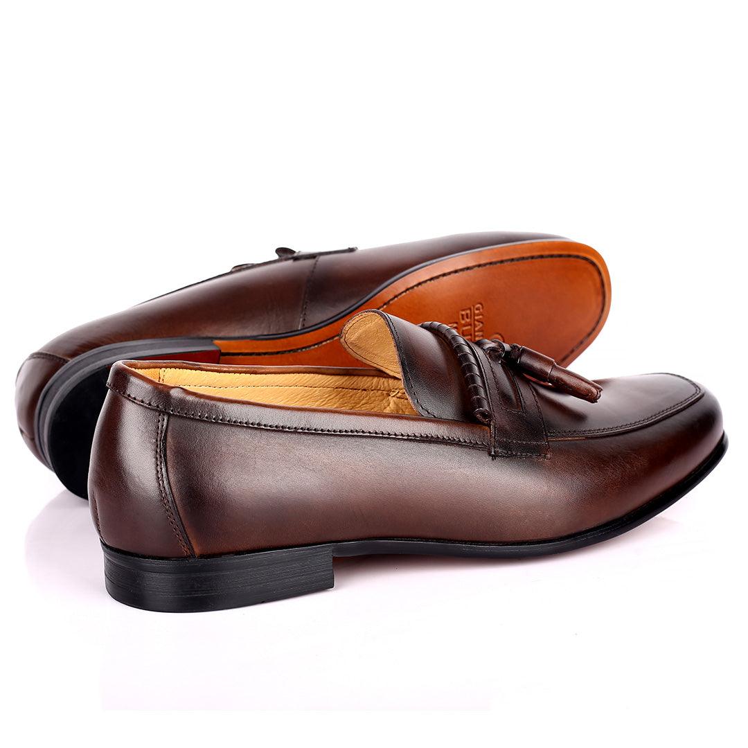 Gian Elegant Fringe Designed Loafers Shoe - Coffee - Obeezi.com