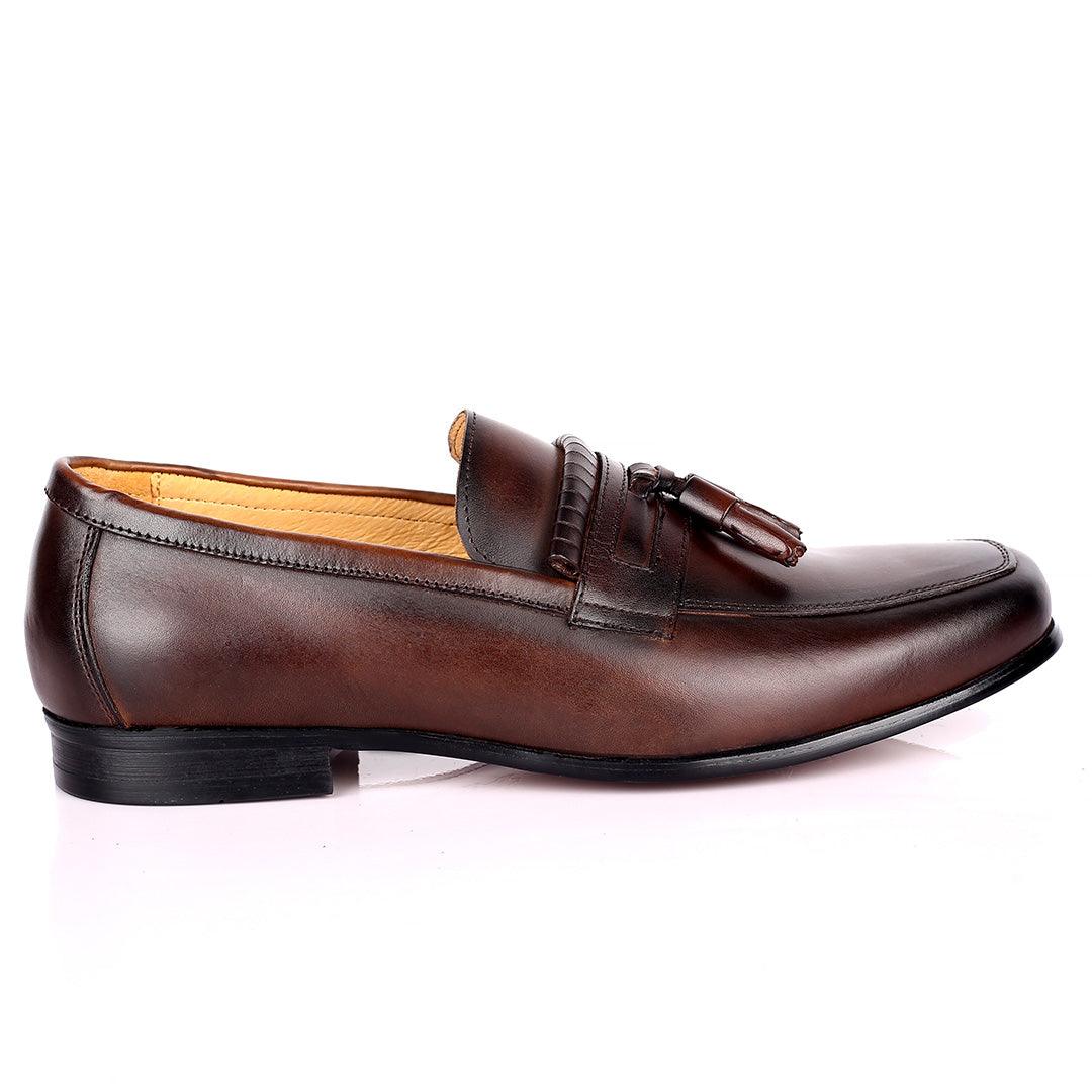 Gian Elegant Fringe Designed Loafers Shoe - Coffee - Obeezi.com