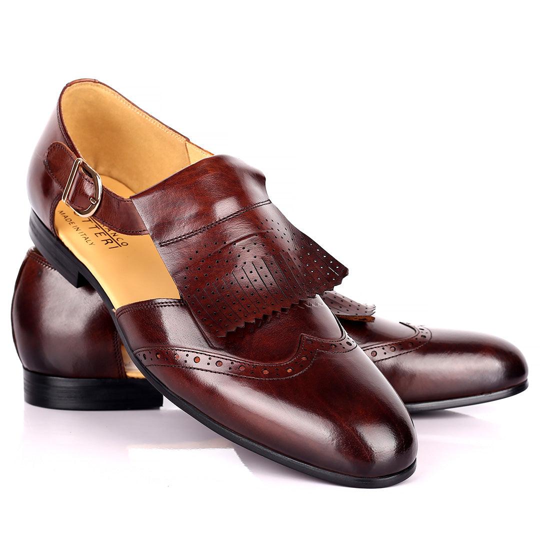 Gian Elegant Fringe Designed Men's Sandal - Coffee - Obeezi.com