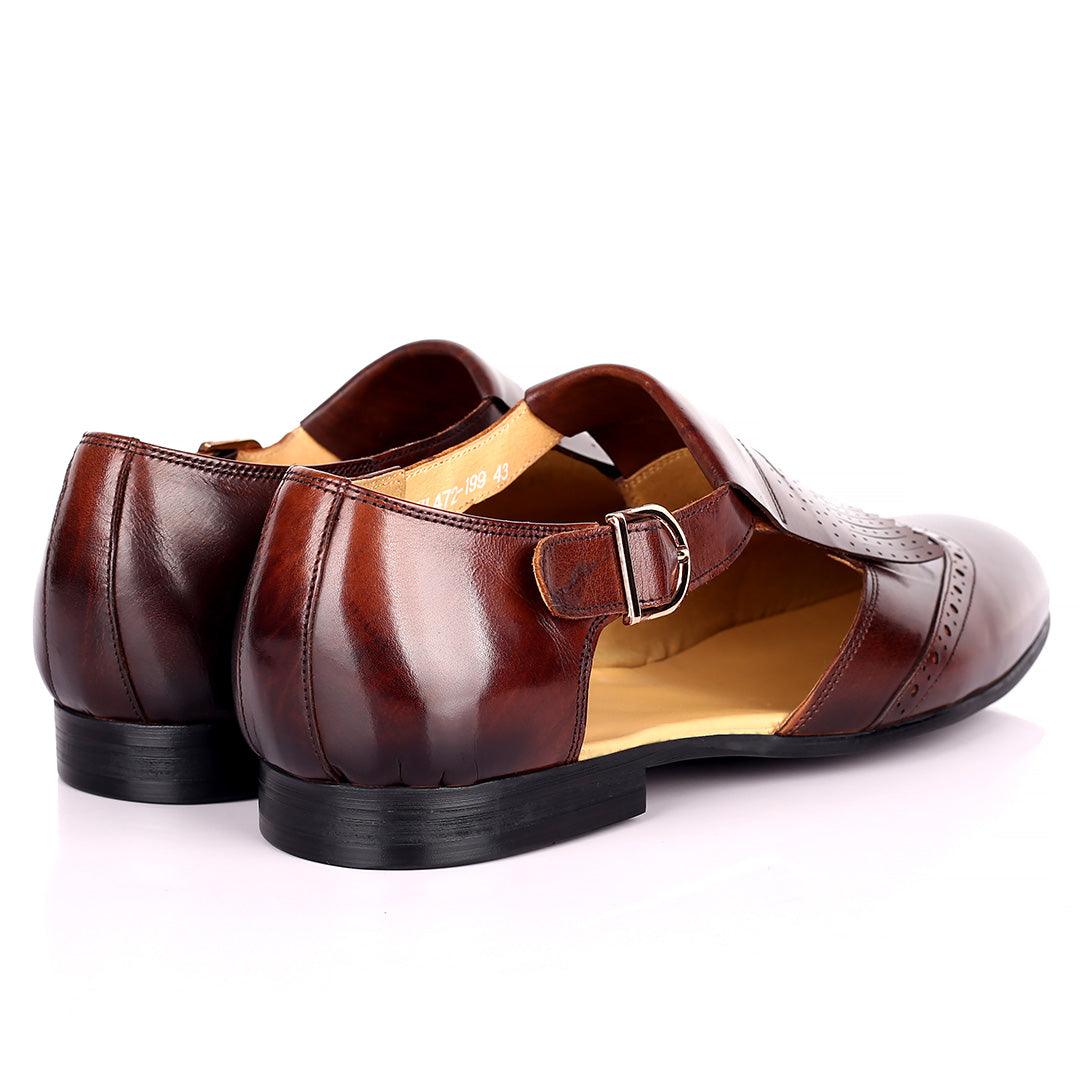 Gian Elegant Fringe Designed Men's Sandal - Coffee - Obeezi.com