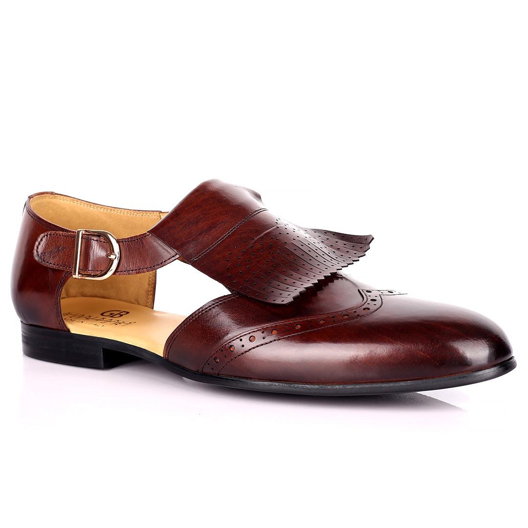 Gian Elegant Fringe Designed Men's Sandal - Coffee - Obeezi.com