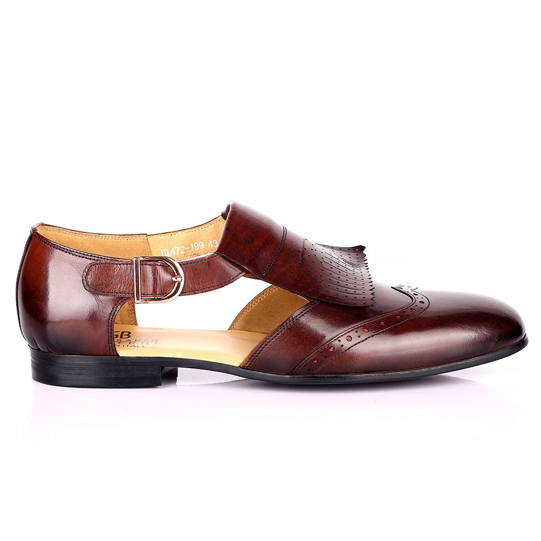 Gian Elegant Fringe Designed Men's Sandal - Coffee - Obeezi.com