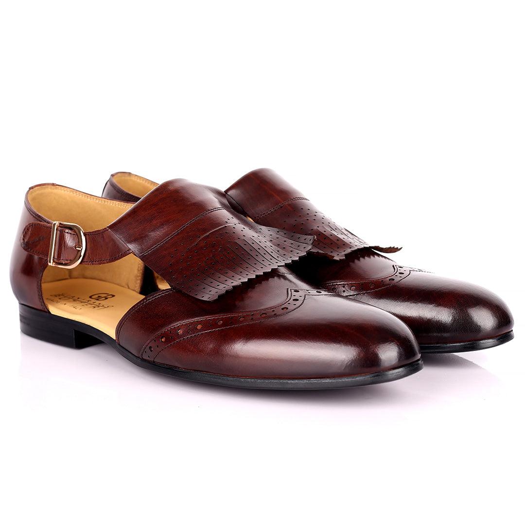 Gian Elegant Fringe Designed Men's Sandal - Coffee - Obeezi.com