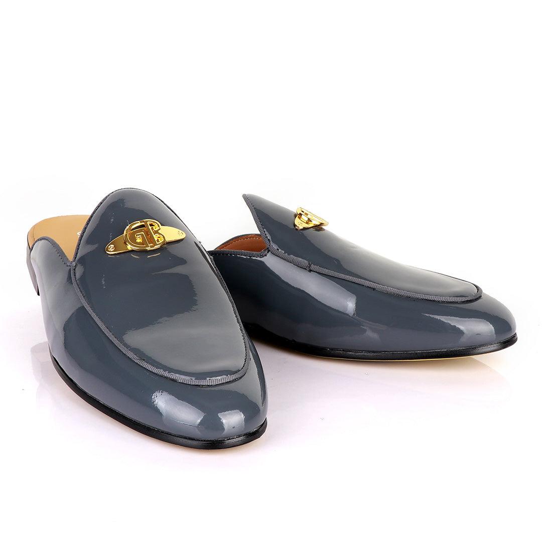 Gianfrranco Butteri Glossy Grey Mole Half Shoe - Obeezi