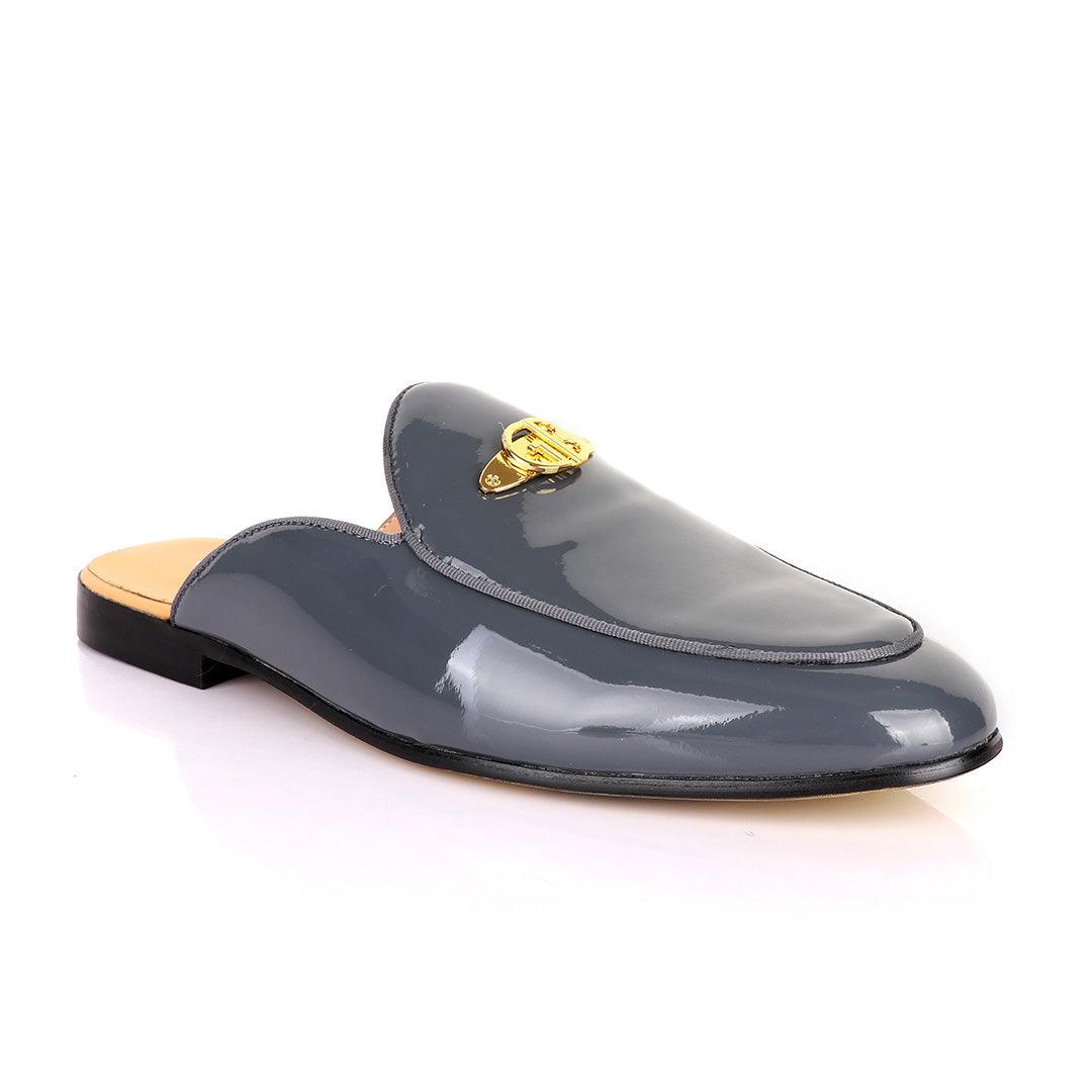 Gianfrranco Butteri Glossy Grey Mole Half Shoe - Obeezi