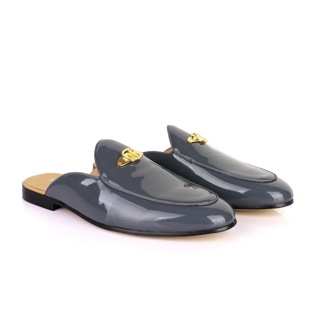 Gianfrranco Butteri Glossy Grey Mole Half Shoe - Obeezi