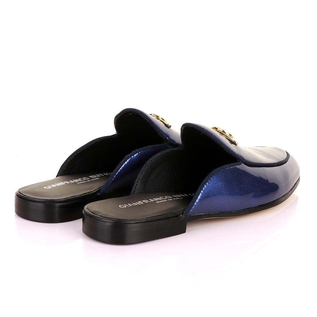 Gianfrranco Butteri Half Shoe With Gold Logo-Royal Blue - Obeezi